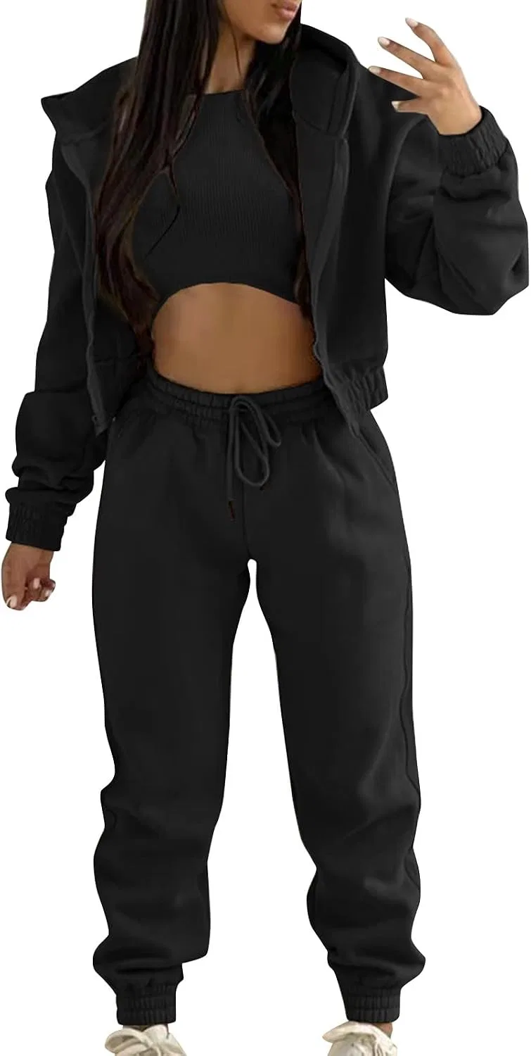 Женский комплект из худи и спортивных штанов с принтом, Oversized, #A01-black