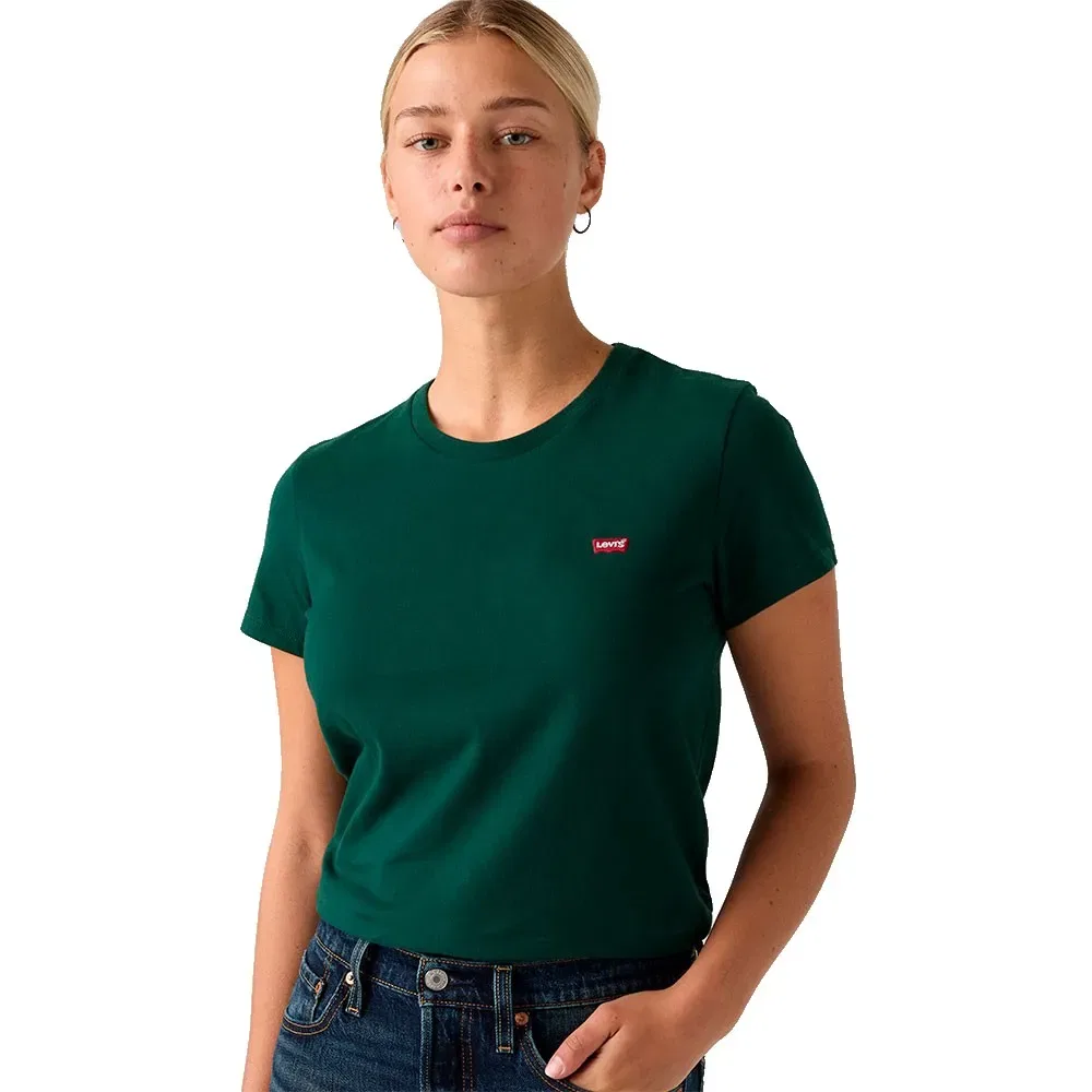 Женская хлопковая футболка Perfect Levi's, Green — фото 4