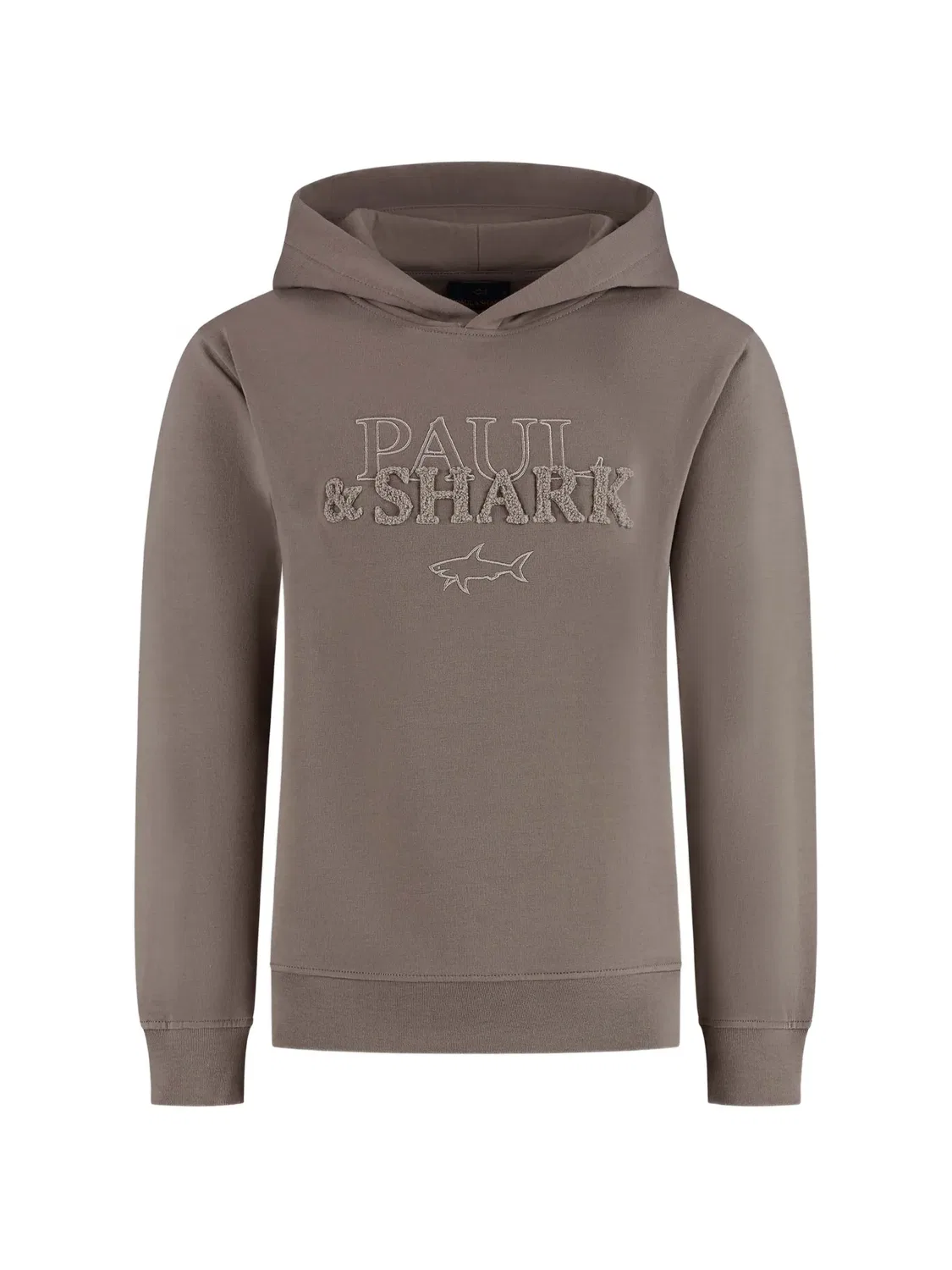 Коричневое худи с вышивкой логотипа Paul & Shark, коричневый