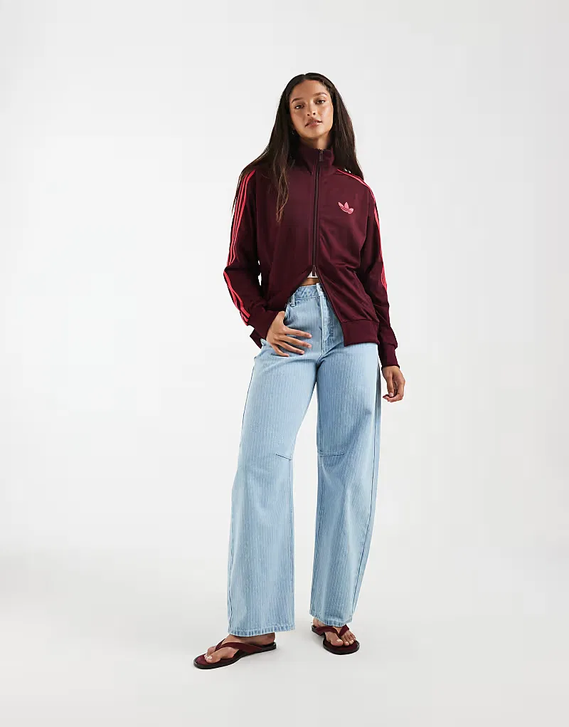 Спортивная куртка Adidas Originals Firebird свободного кроя, бордовый/розовый — фото 4
