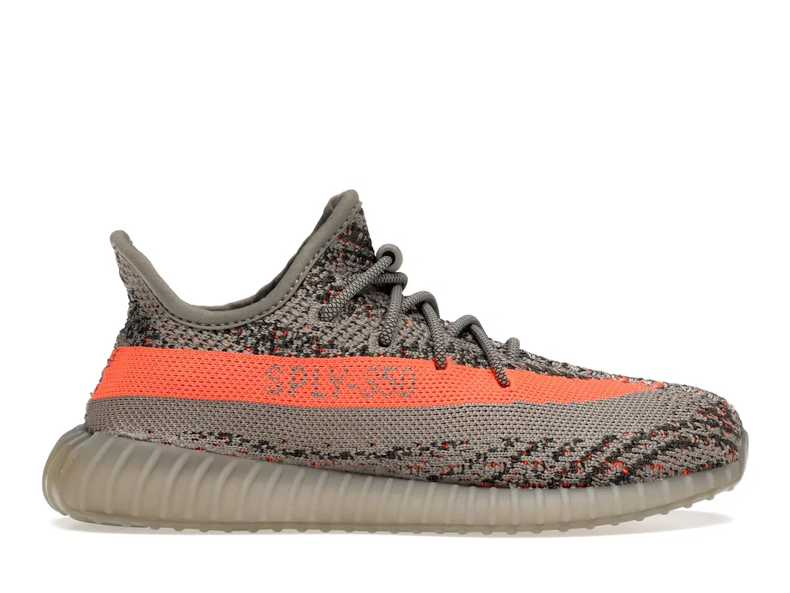 Детские кроссовки Lifestyle с принтом Adidas Yeezy Boost 350 V2, Reflective/Steeple Grey/Solar Red