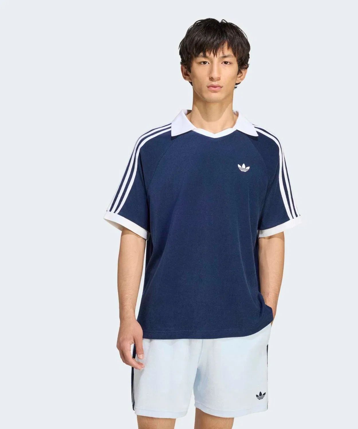 Мужское поло оверсайз с V-образным вырезом Terry Polo Adidas Originals, Blue — фото 3