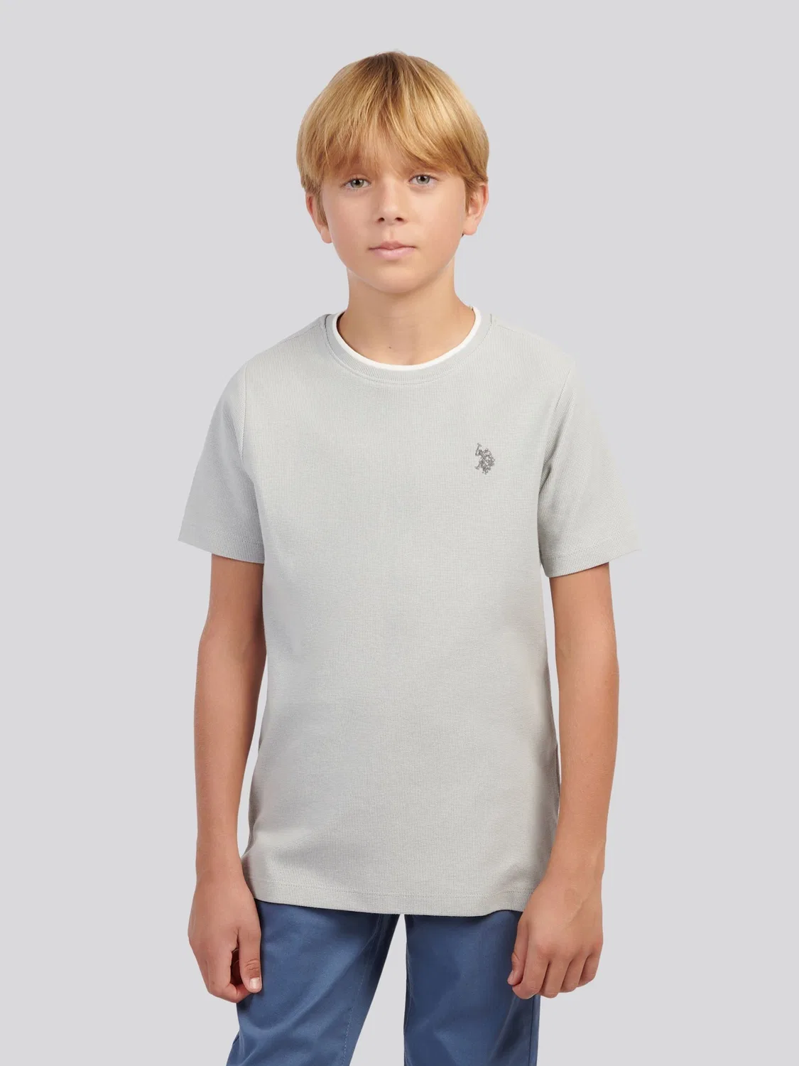 Футболка с вязаной текстурой U.S. Polo Assn, серый