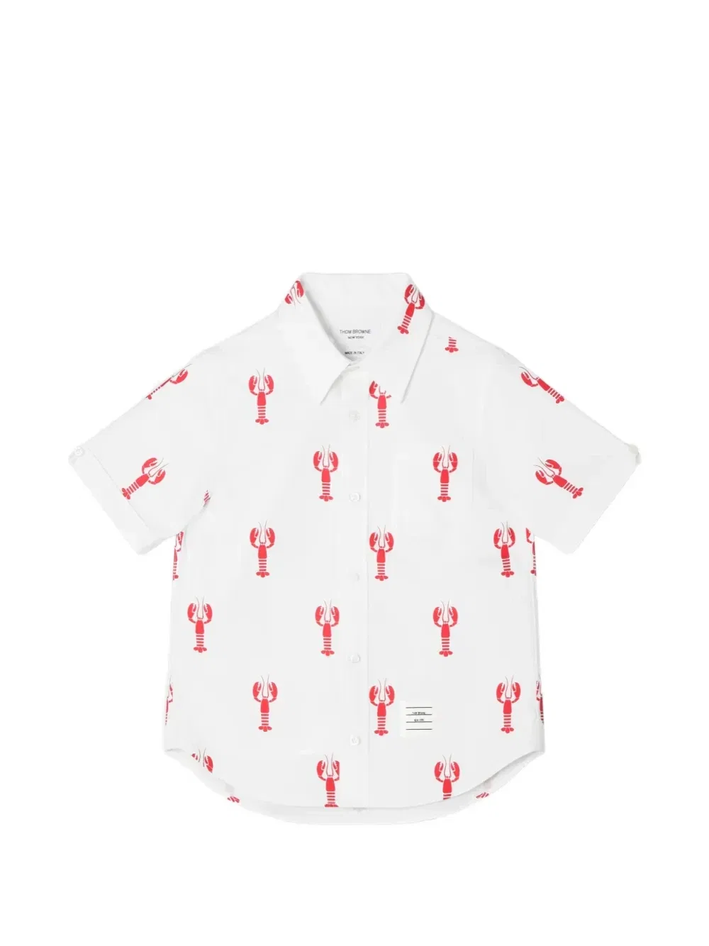 Рубашка с короткими рукавами и принтом Thom Browne Kids, белый