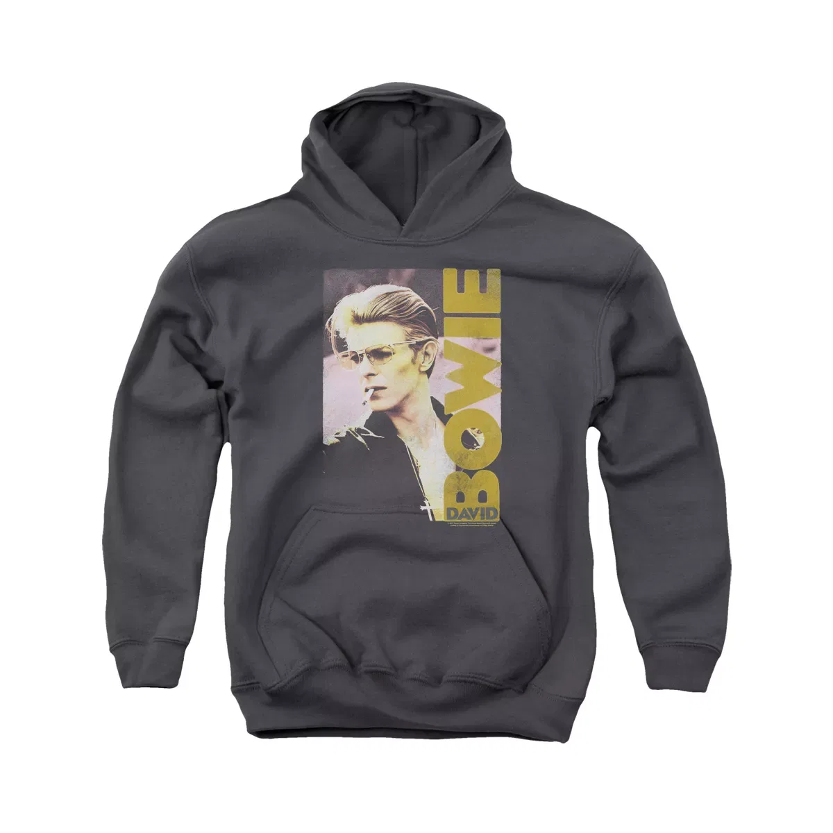 Детский худи с принтом David Bowie Smokin David Bowie, Charcoal