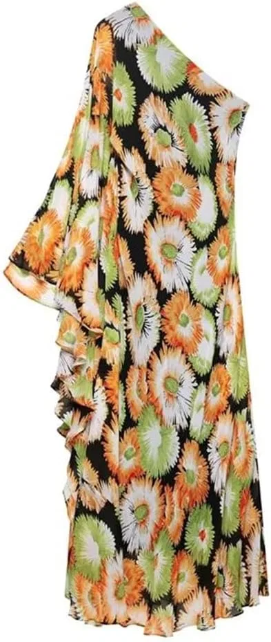 Женское летнее платье с принтом One-Shoulder Mini A-line Tiered, Pic Color — фото 3