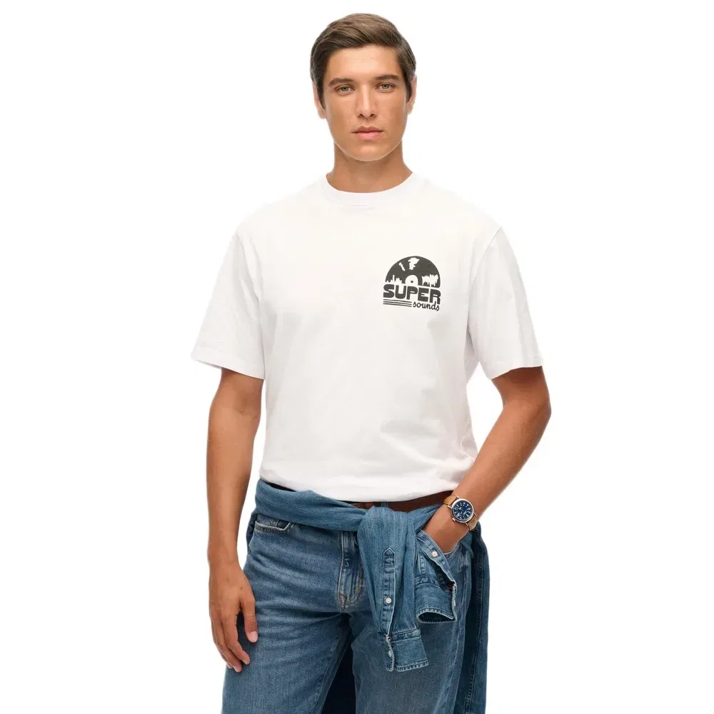 Футболка с коротким рукавом оверсайз Superdry Record Label, белый