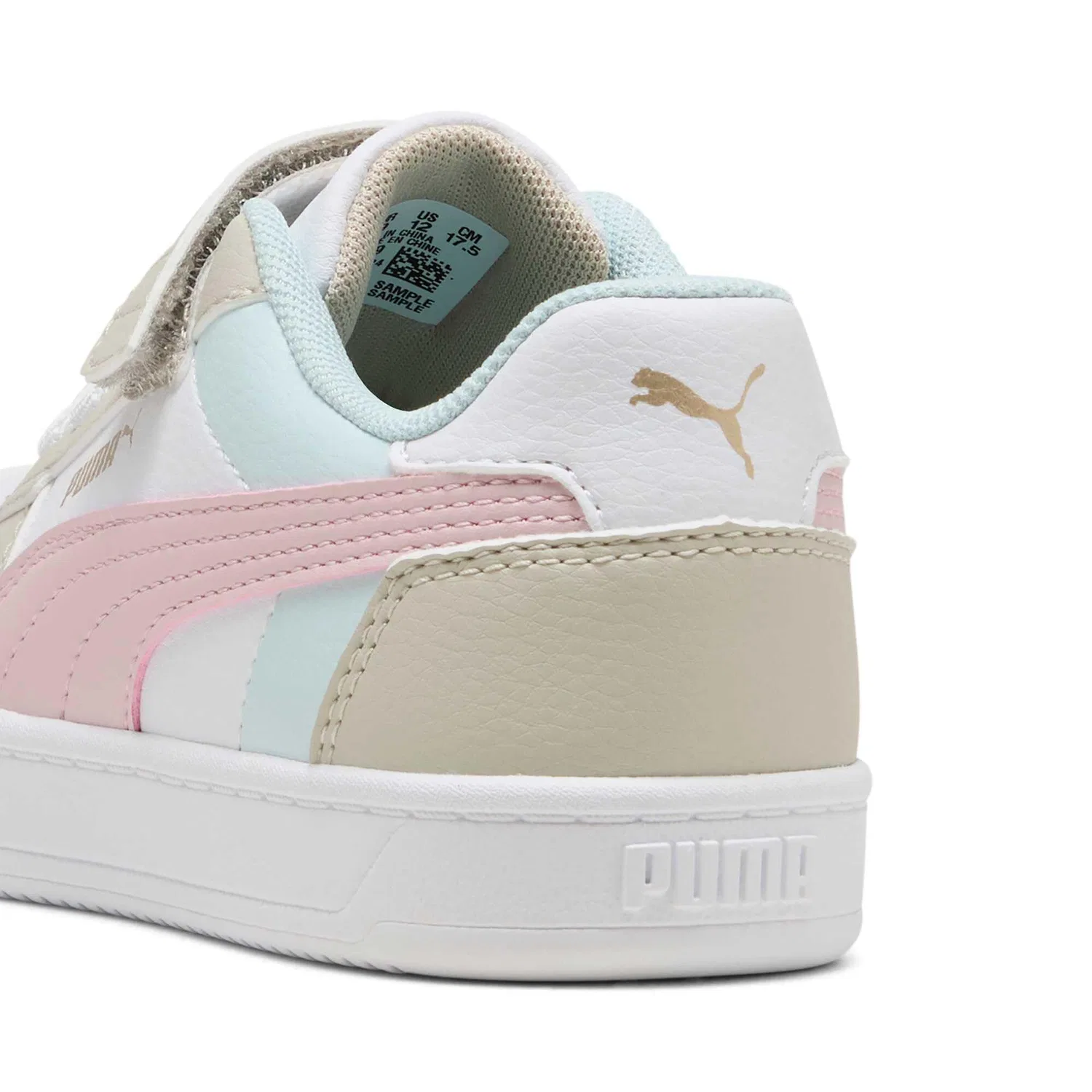 Детские кроссовки для мальчиков с липучкой PUMA Caven Velcro Pre-school, 2 0 Block Desert Dust Mauve Mist White — фото 2