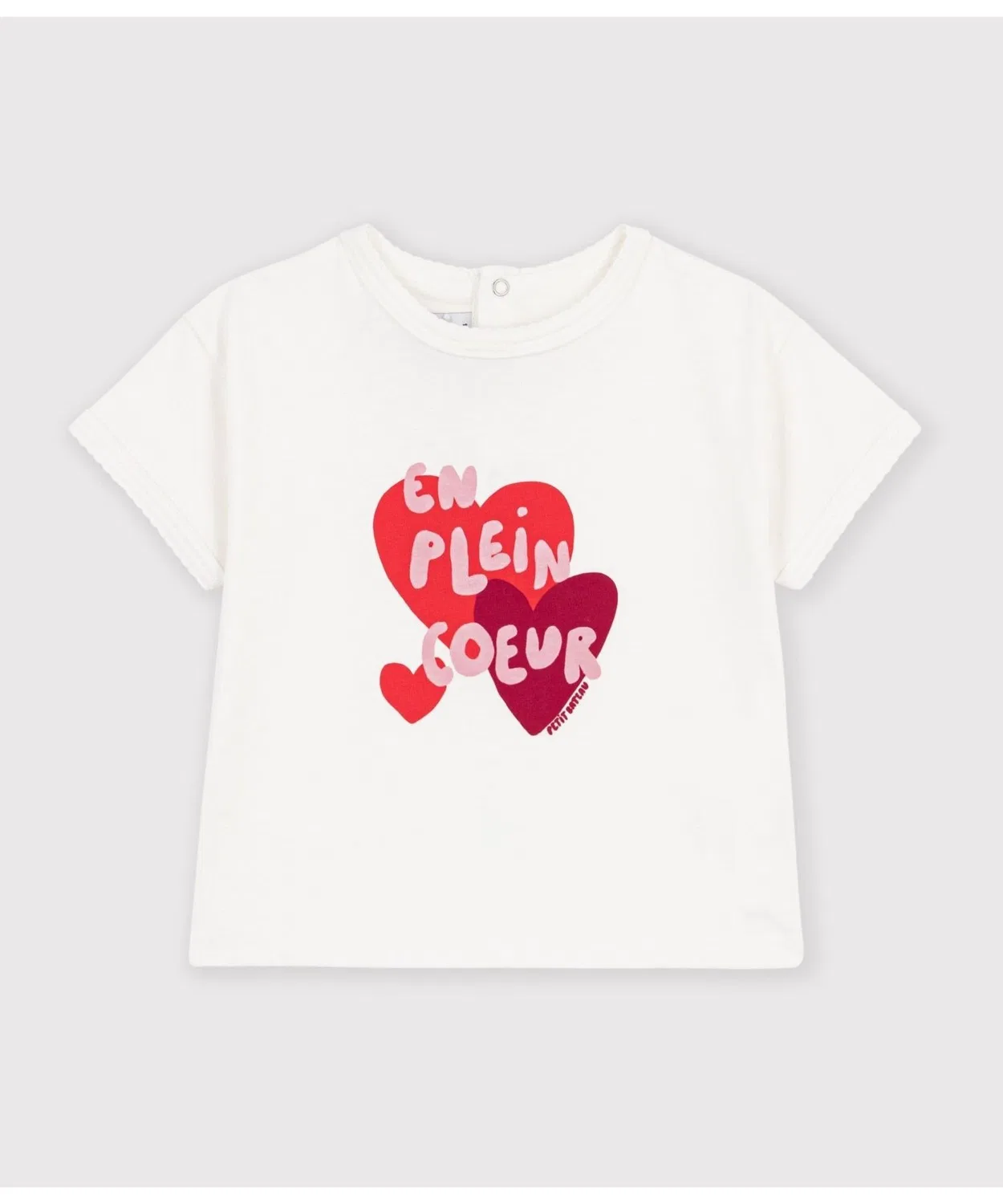 Детская футболка с принтом Heart Print, Petit Bateau, Off White