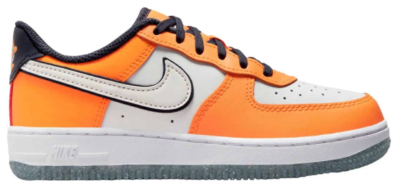 Детские кроссовки для мальчиков с принтом рыб Nike Air Force 1 Low SE Littles, Viviid Orange/Summit White/University Blue