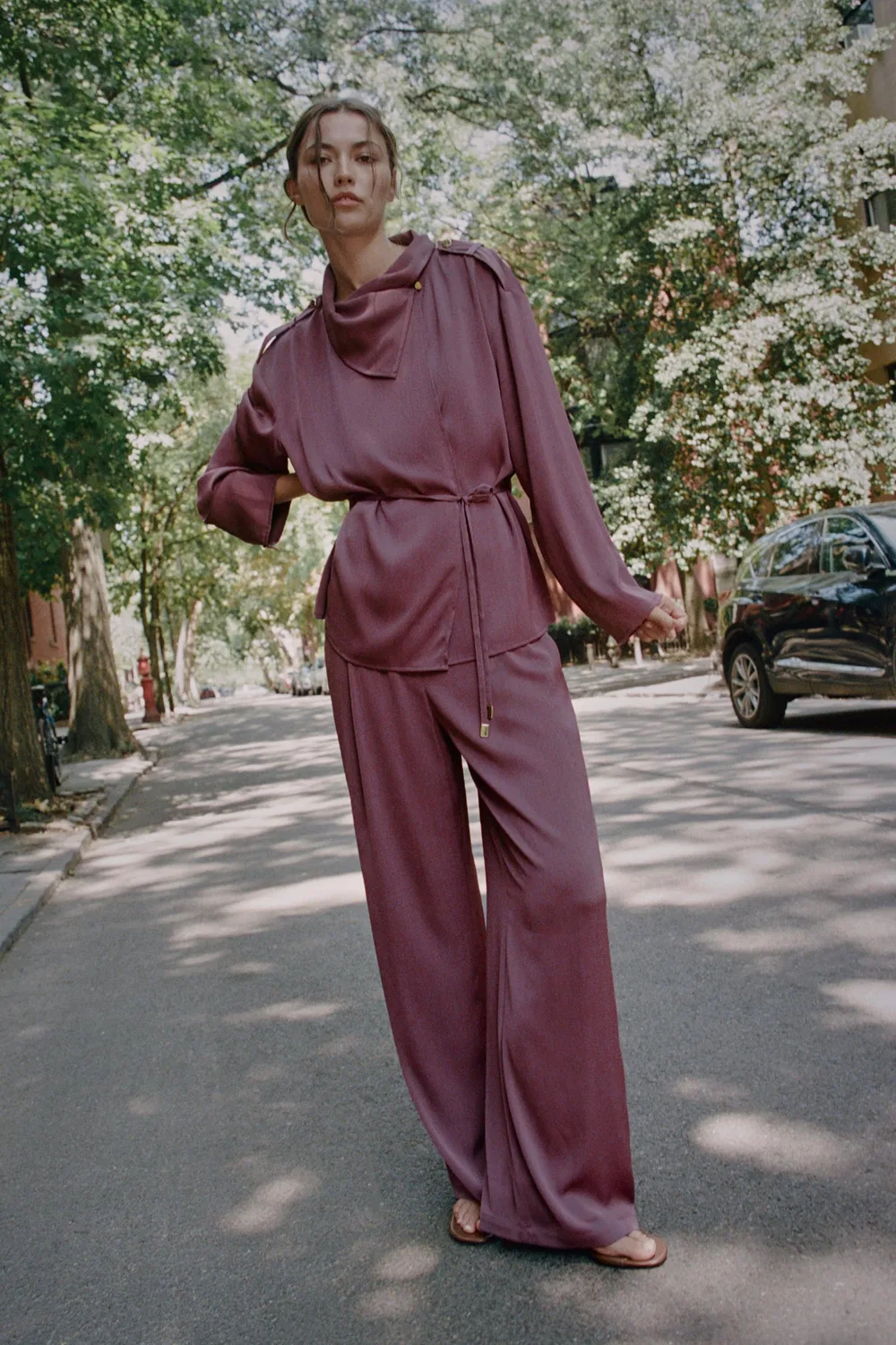 Свободный двубортный пиджак ZARA, MARSALA