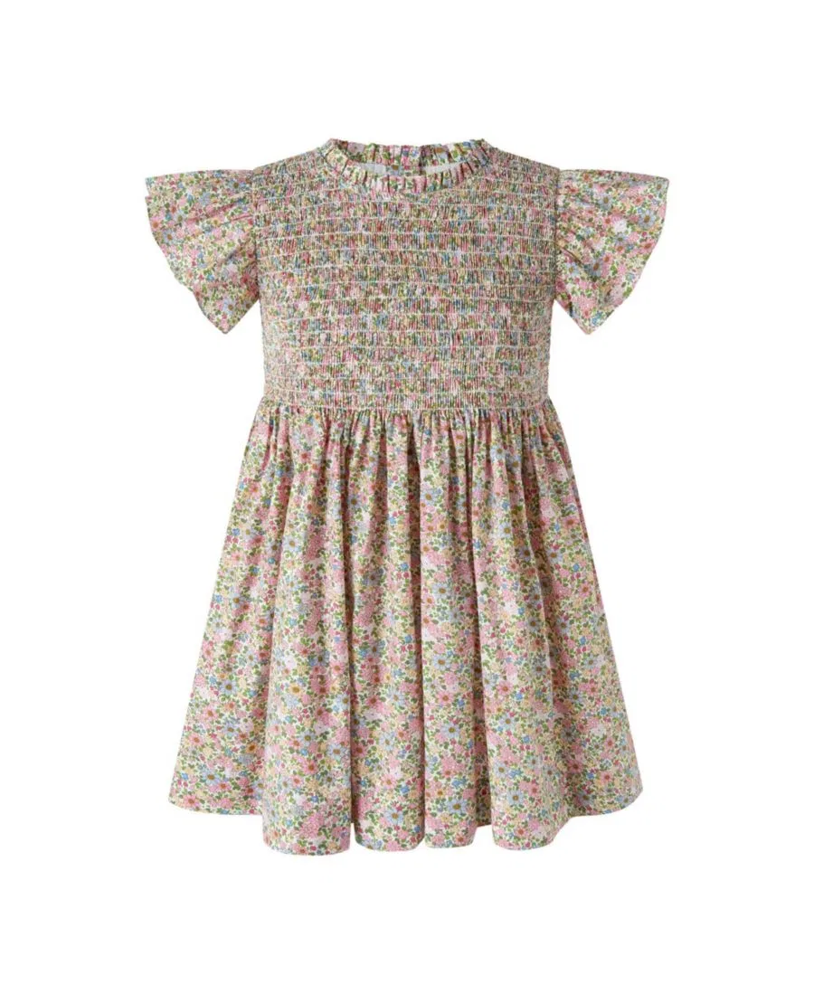 Платье с цветочным принтом Floral Ruched Dress Rachel Riley, Pink