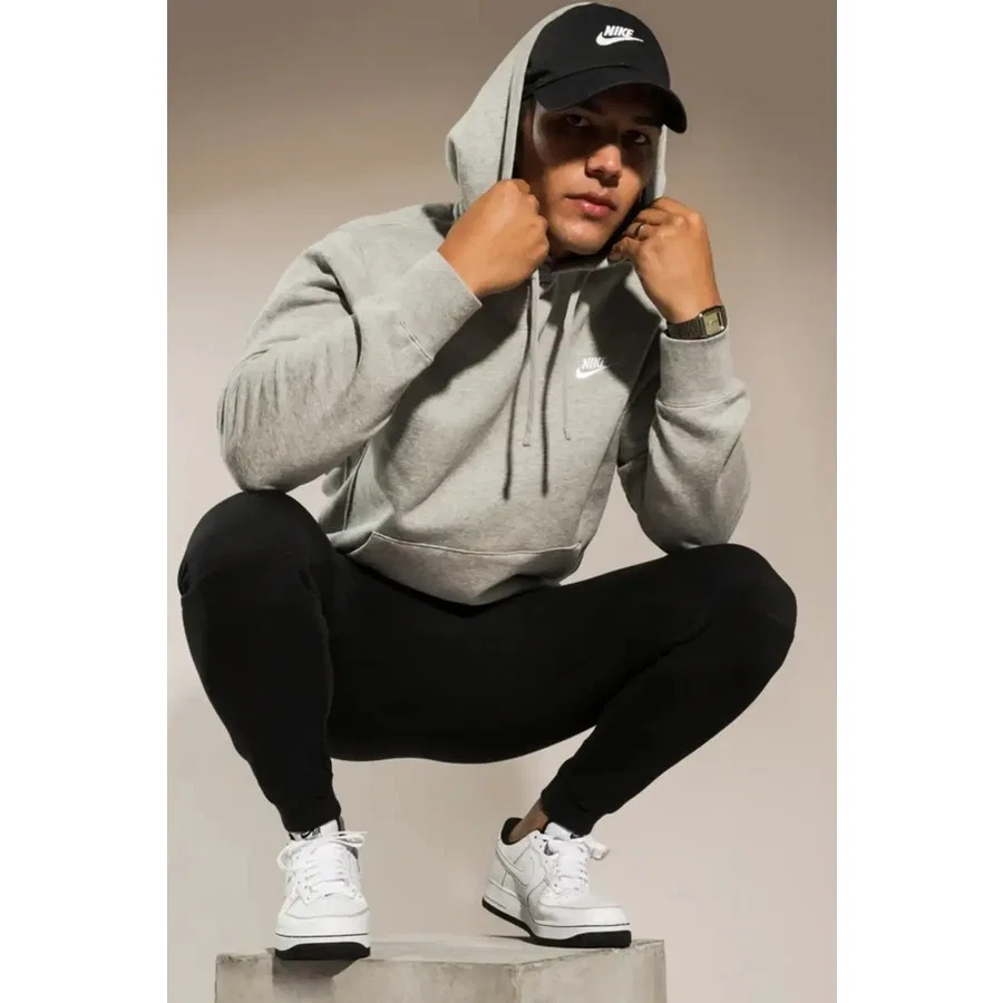 Мужской свитшот с капюшоном Nike Sportswear Club Hoodie, Серый — фото 3