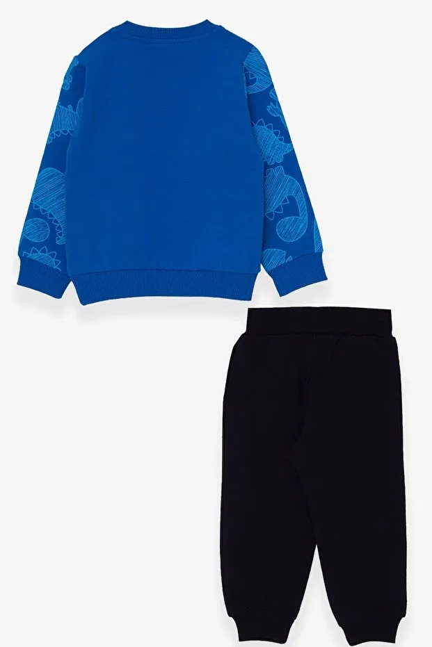 Детский спортивный костюм для мальчиков с принтом динозавр Breeze, Saks Blue — фото 2
