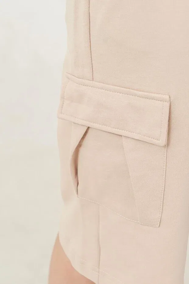 Детские шорты для мальчиков с принтом Double cargo pockets left pocket cover Mışıl Kids, Beige — фото 3