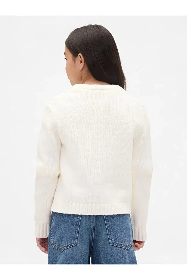 Детский кардиган для девочек с графическим принтом Cashsoft Logo Gap, Off White — фото 4