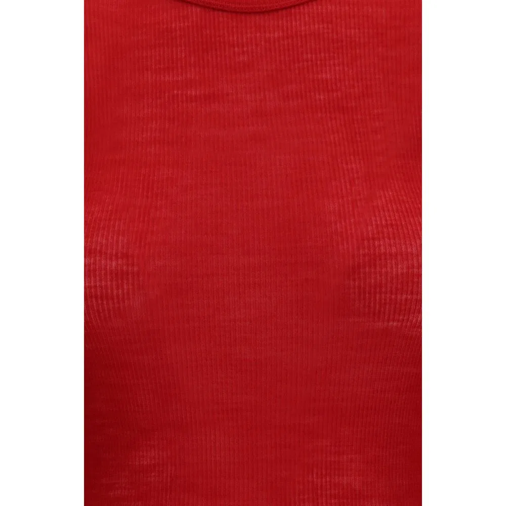 Женская футболка с коротким рукавом из шерсти Red Wool Oves Aries Versace, Red — фото 3