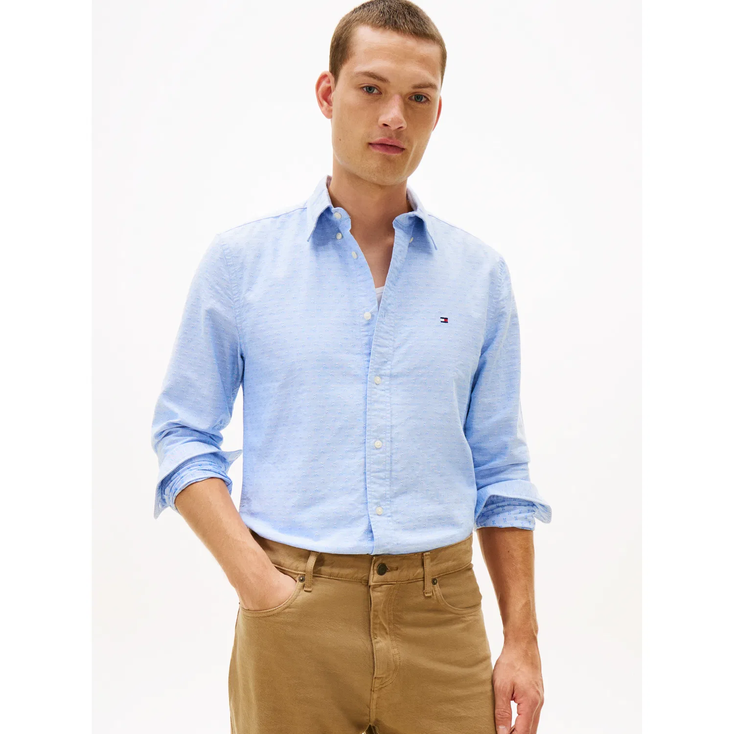 Мужская длинная рубашка с оксфордским переплетением Tommy Hilfiger, рубашка Blue