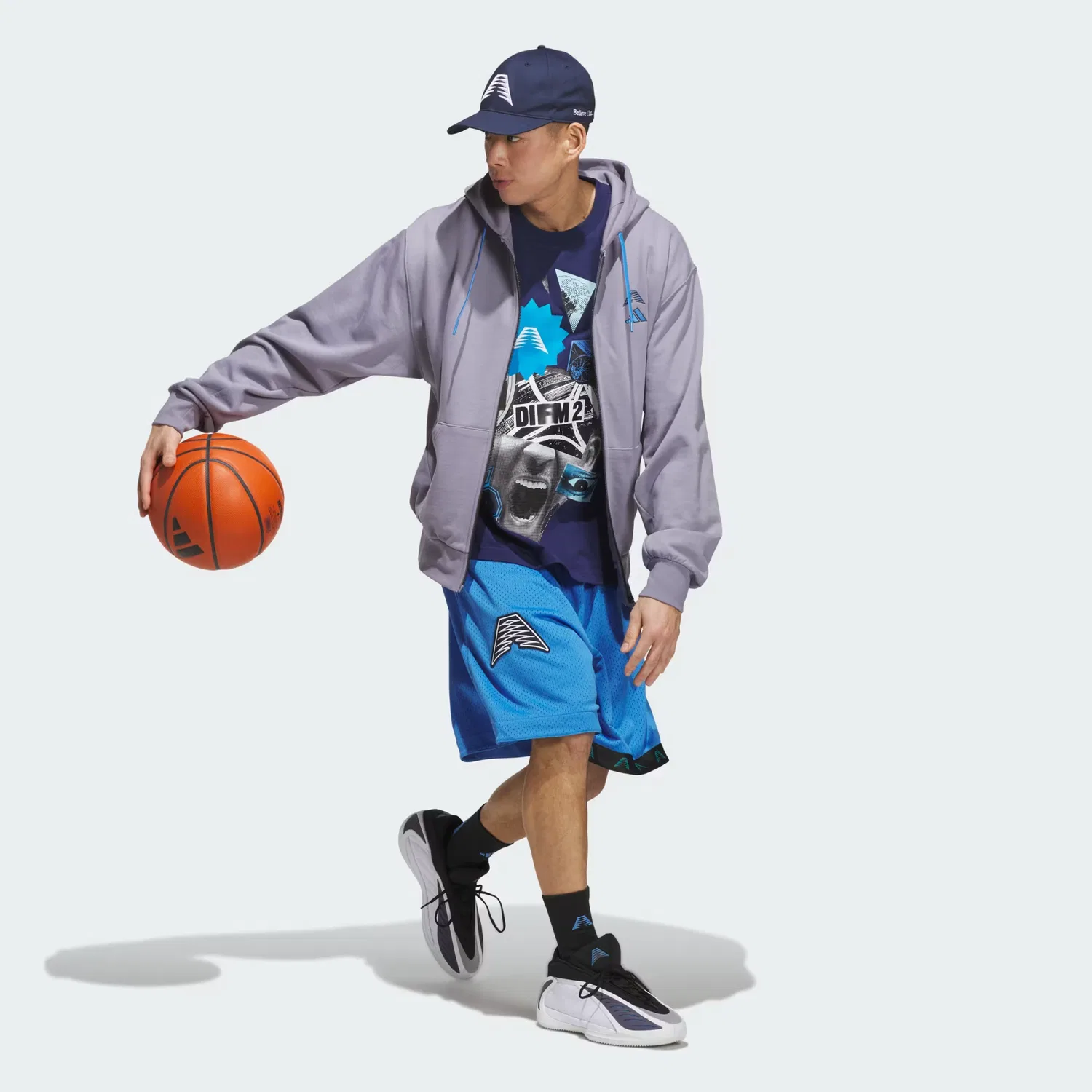Мужское флисовое худи на молнии Anthony Edwards Foundation Adidas Performance, серый — фото 3