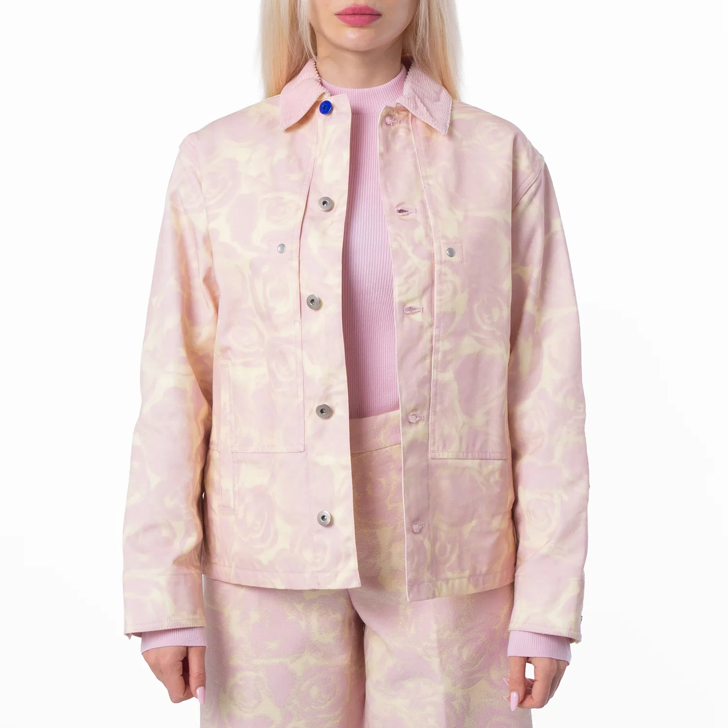 Женский хлопковый жакет с принтом All-Over Floral Cotton Jacket Burberry, Cameo Ip Pattern