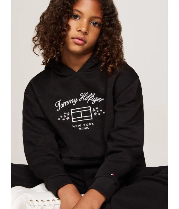 Детское худи для девочек Regular Fit Tommy Hilfiger, черный — фото 4