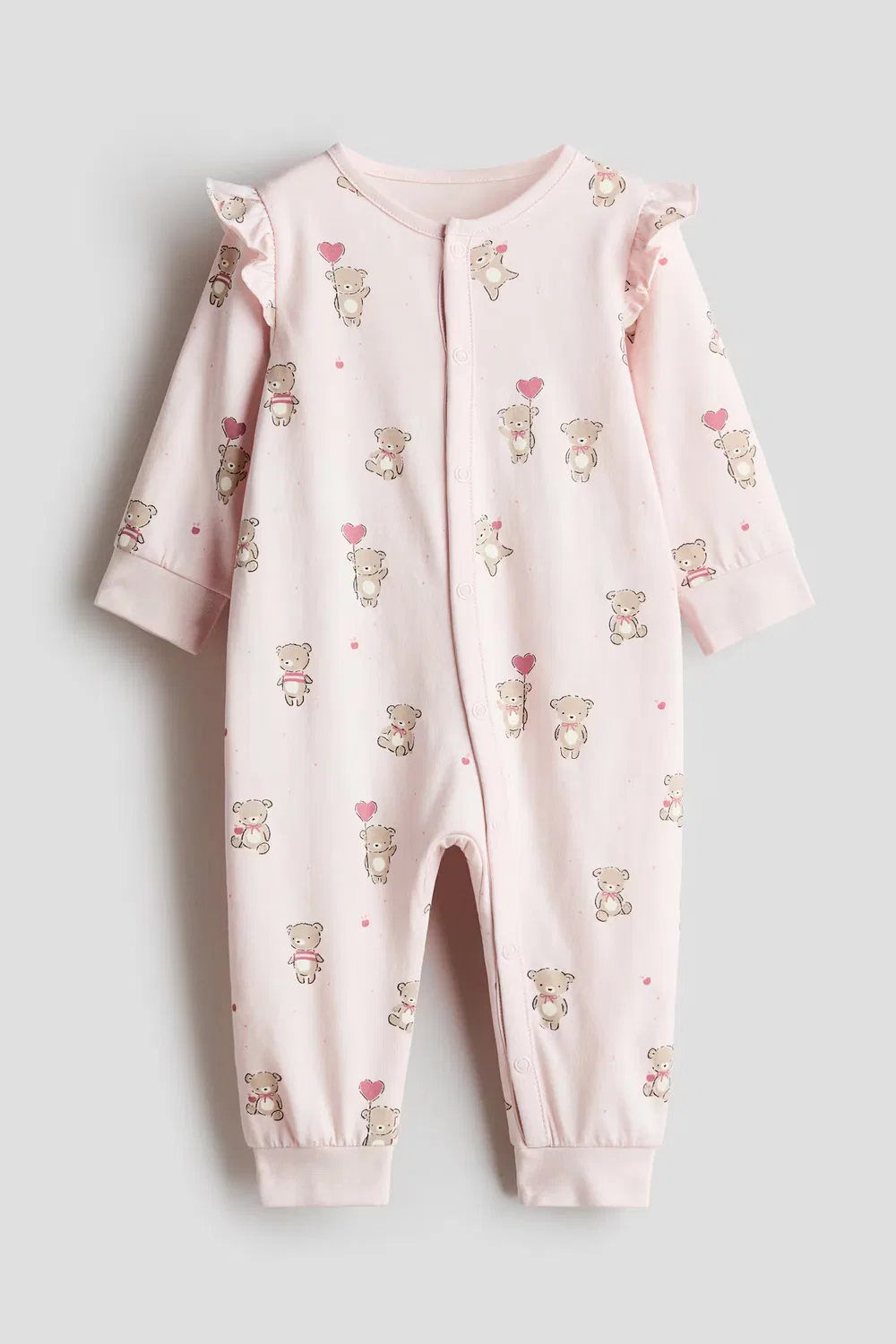 Хлопковая пижама с оборками H&M, Hellrosa/Teddybären