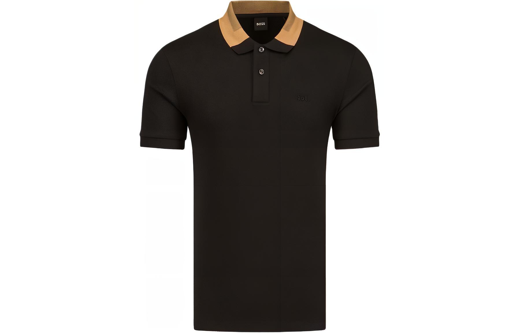 

Футболка поло Phillipson 116 из хлопка HUGO BOSS, черный