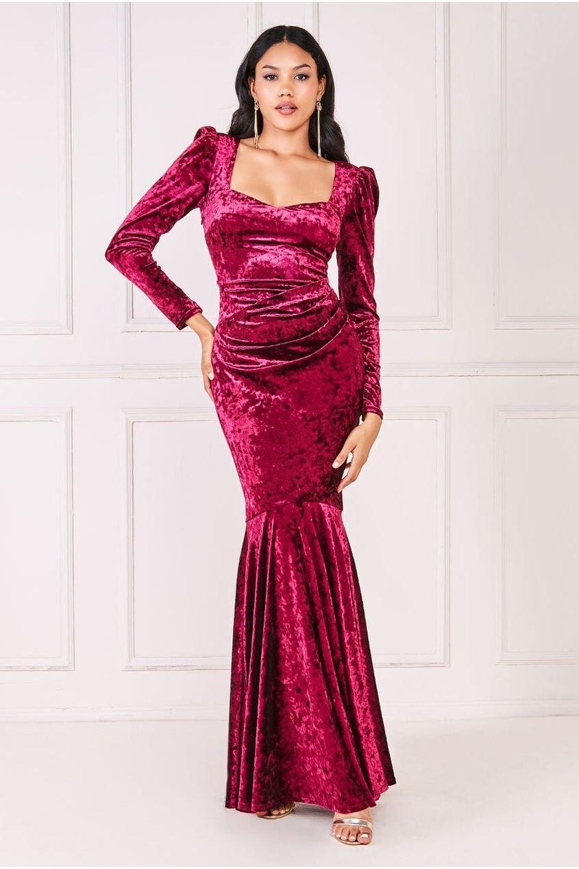 

Макси Ice Velvet с расклешенным краем Goddiva, красный