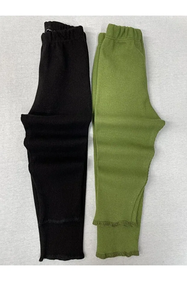Детские леггинсы для девочек хлопковые Berat Moda, Black - Light Green — фото 3