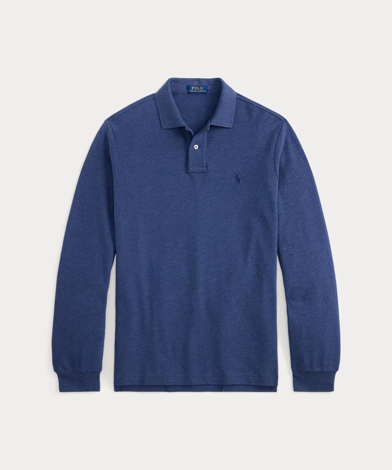Мужская футболка-поло с длинным рукавом Custom Slim Fit POLO RALPH LAUREN, Синий — фото 2
