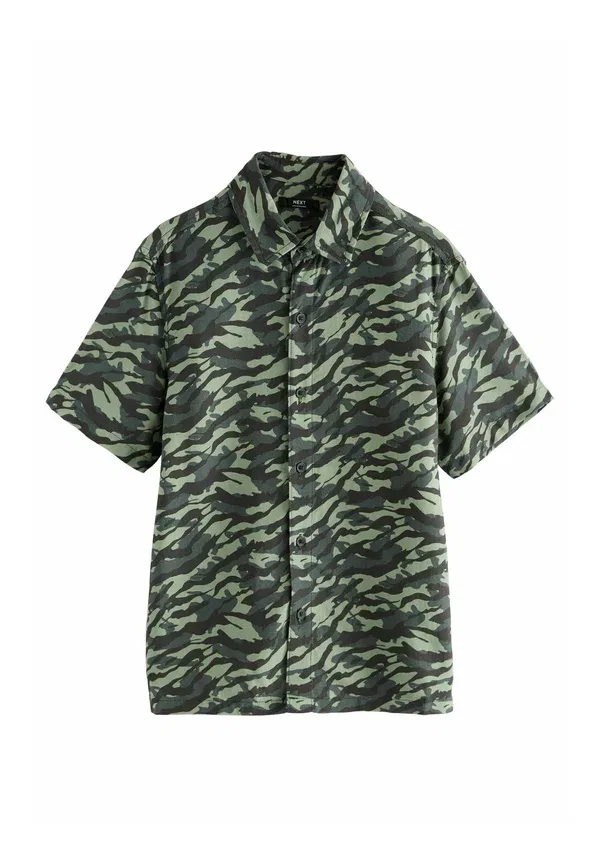 Рубашка с коротким рукавом, камуфляж, Short sleeve printed regular fit, Next, Camouflage