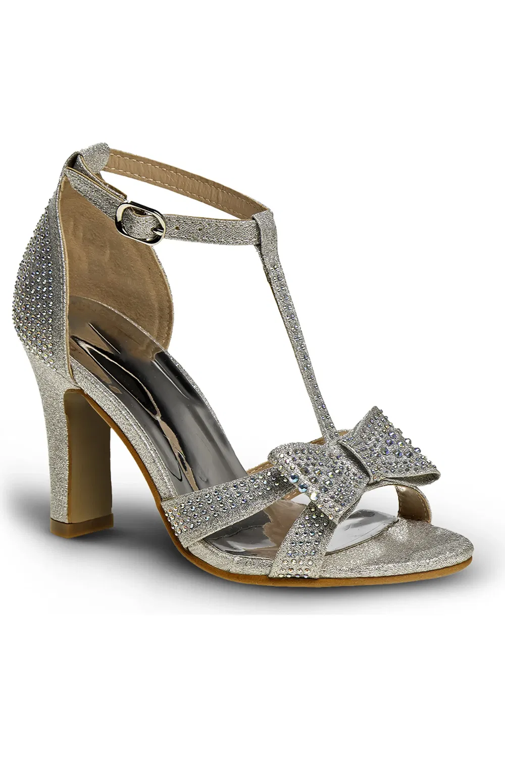 Детские сандалии на каблуке со стразами Badgley Mischka Collection, Silver