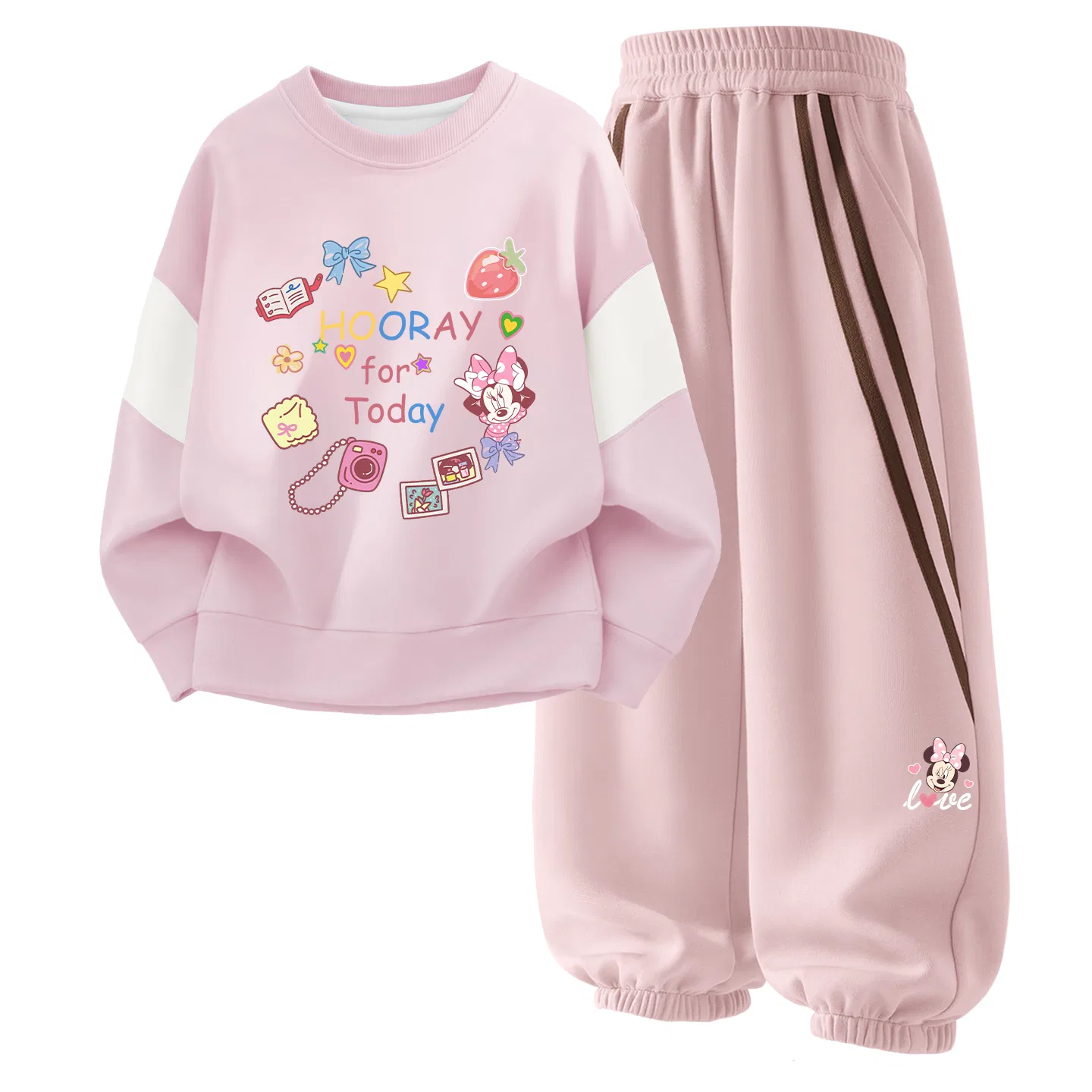 Детский спортивный костюм с принтом, с длинным рукавом, Disney, Burgundy/Lotus Pink — фото 3