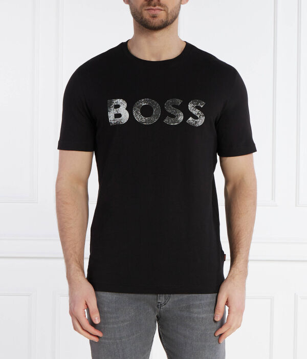 

Футболка мужская Boss Orange с серебристым логотипом, черный