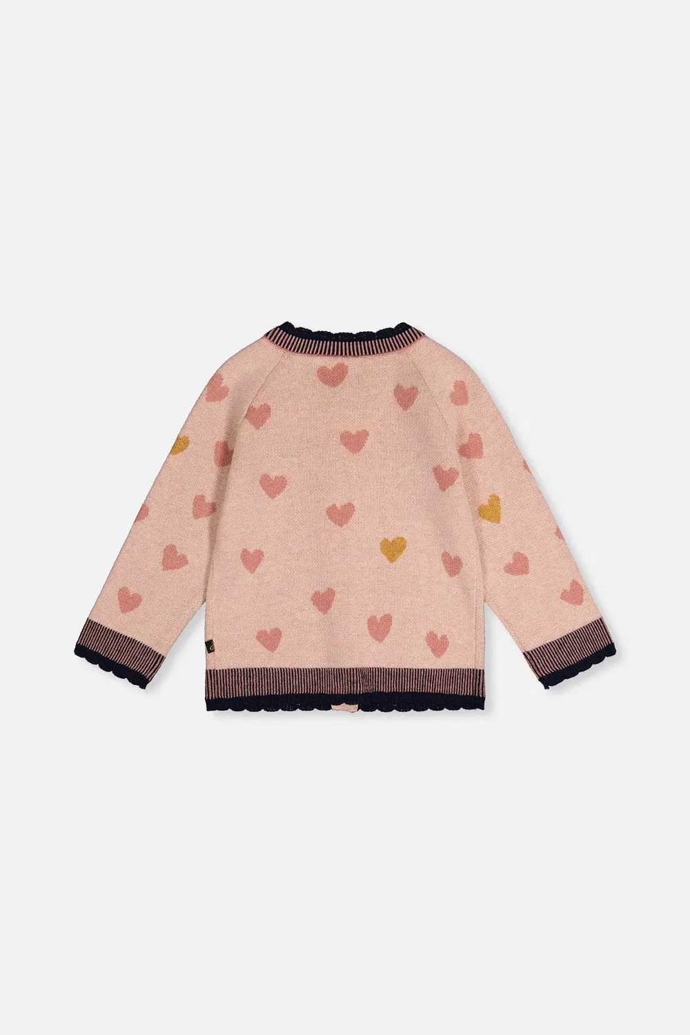 Детский кардиган вязаный жаккардовый с длинным рукавом Deux par Deux, Pale Dusty Pink And Navy — фото 4