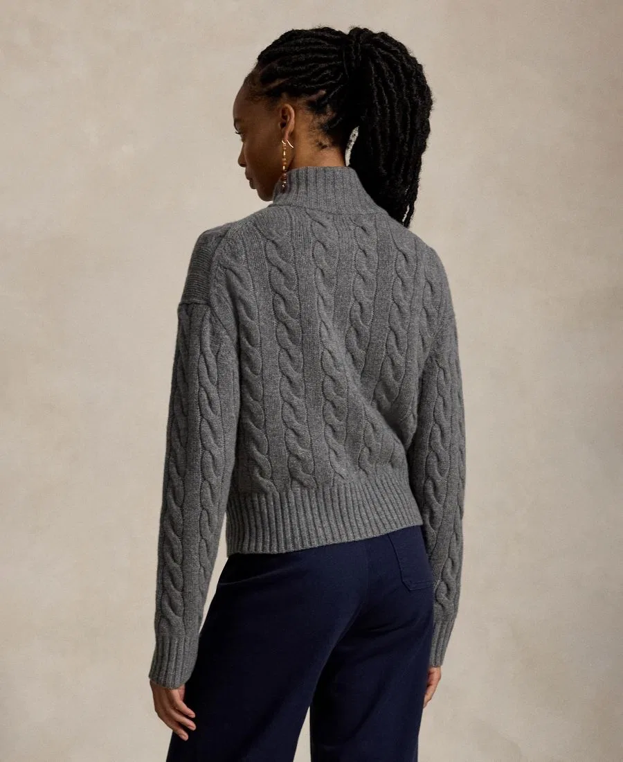 Свитер с высоким воротом и полузастежкой-молнией Polo Ralph Lauren, Flannel Grey Heather — фото 4