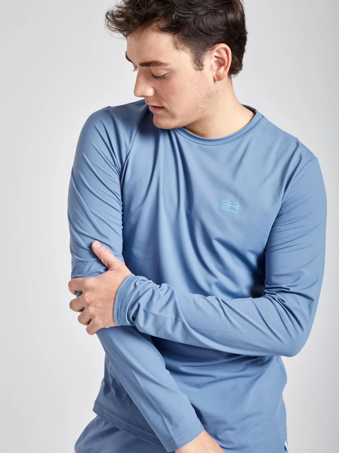 Спортивная футболка Sportkind Performance Shirt с круглым вырезом и длинными рукавами, цвет дымчато-серый — фото 3