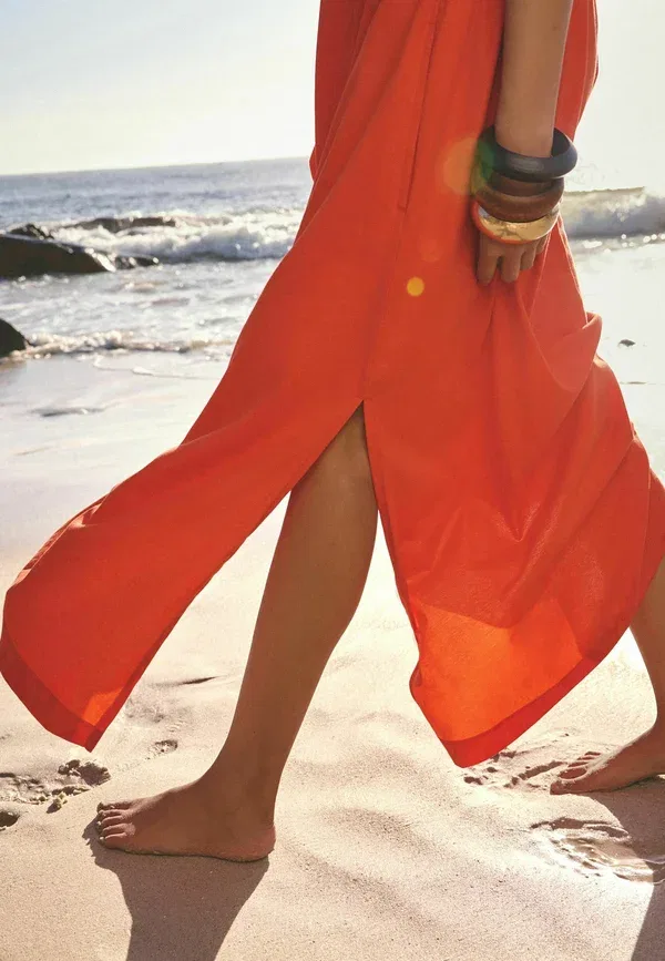 Платье хлопковое Regular fit - waisted summer midi - maxi dress Next, Blood Orange — фото 4