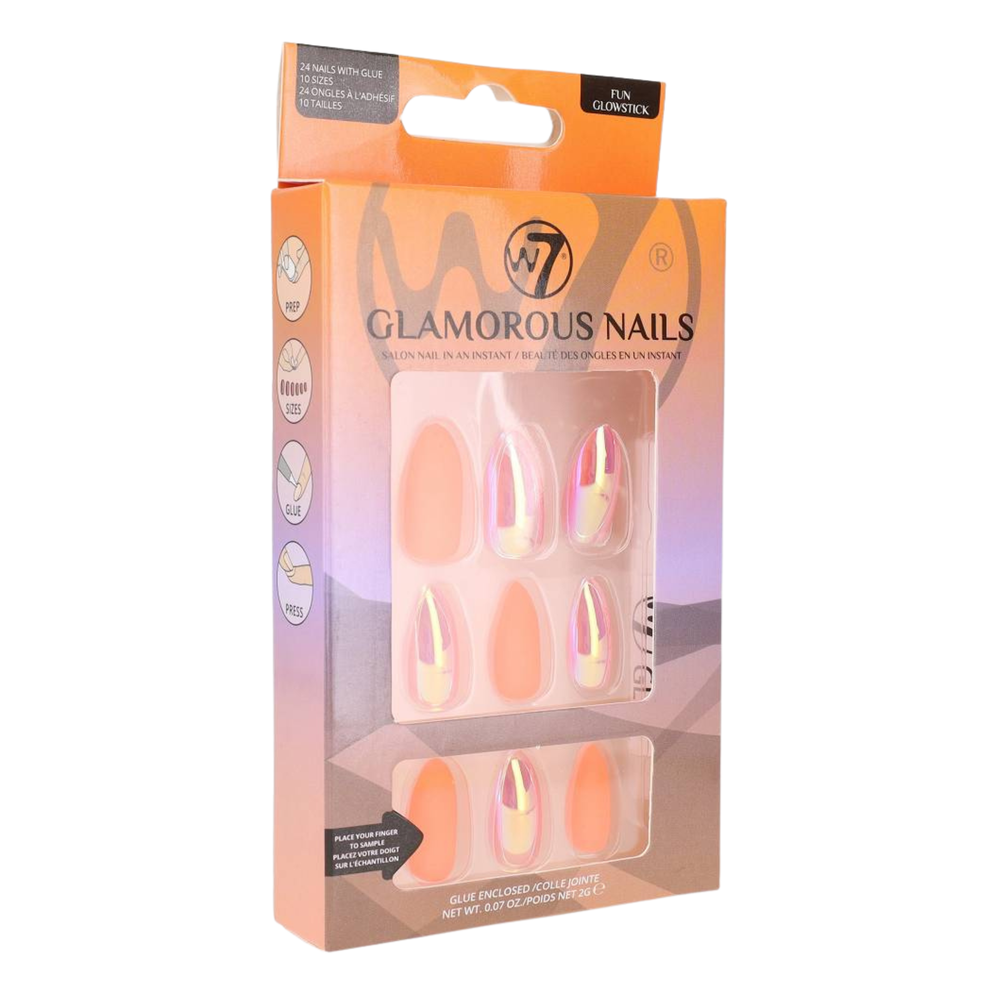 W7 Glamorous Nails накладные ногти Fun Glowstick, 24 шт/1 упаковка - фото