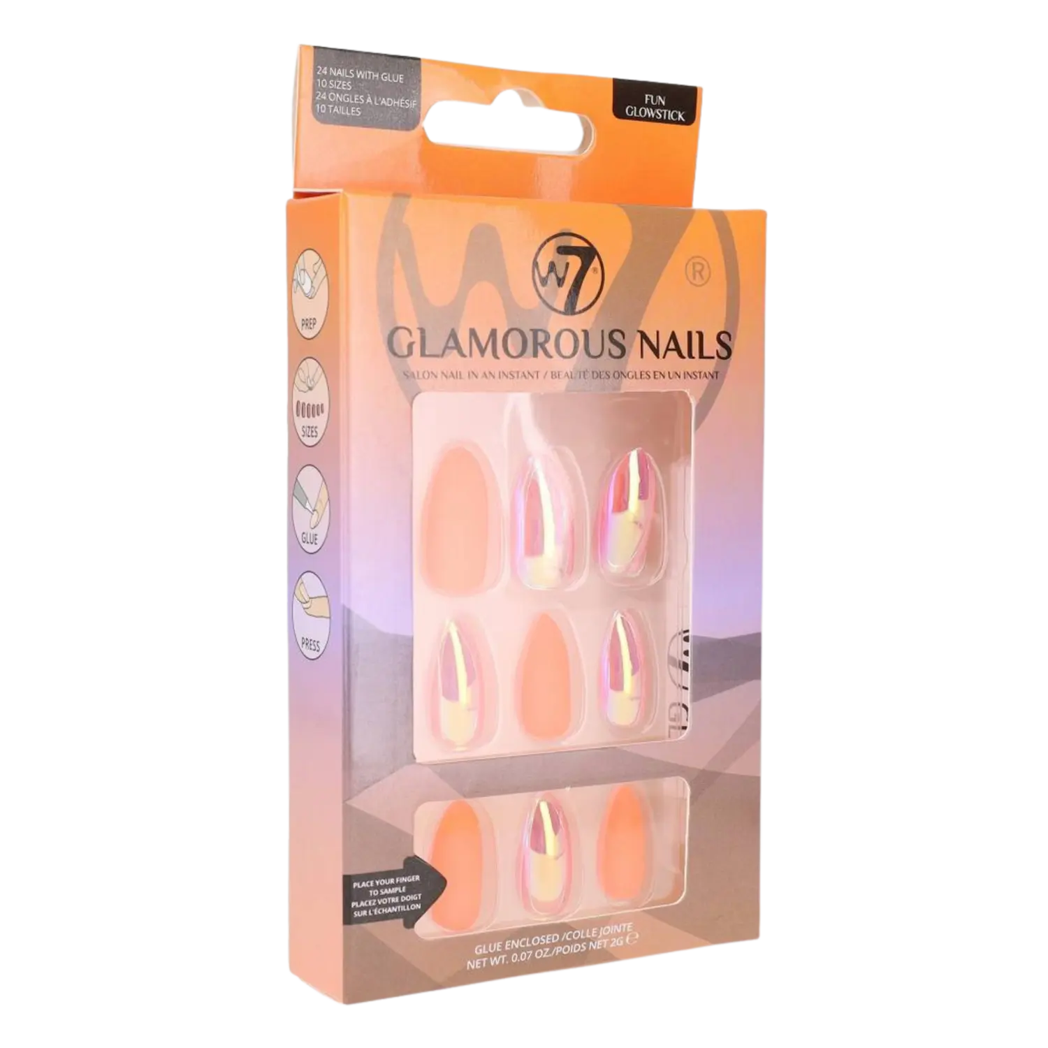 

W7 Glamorous Nails накладные ногти Fun Glowstick, 24 шт/1 упаковка