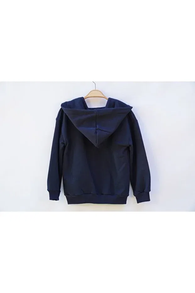 Детское худи с капюшоном для девочек оверсайз Sisaboom, Navy Blue — фото 4