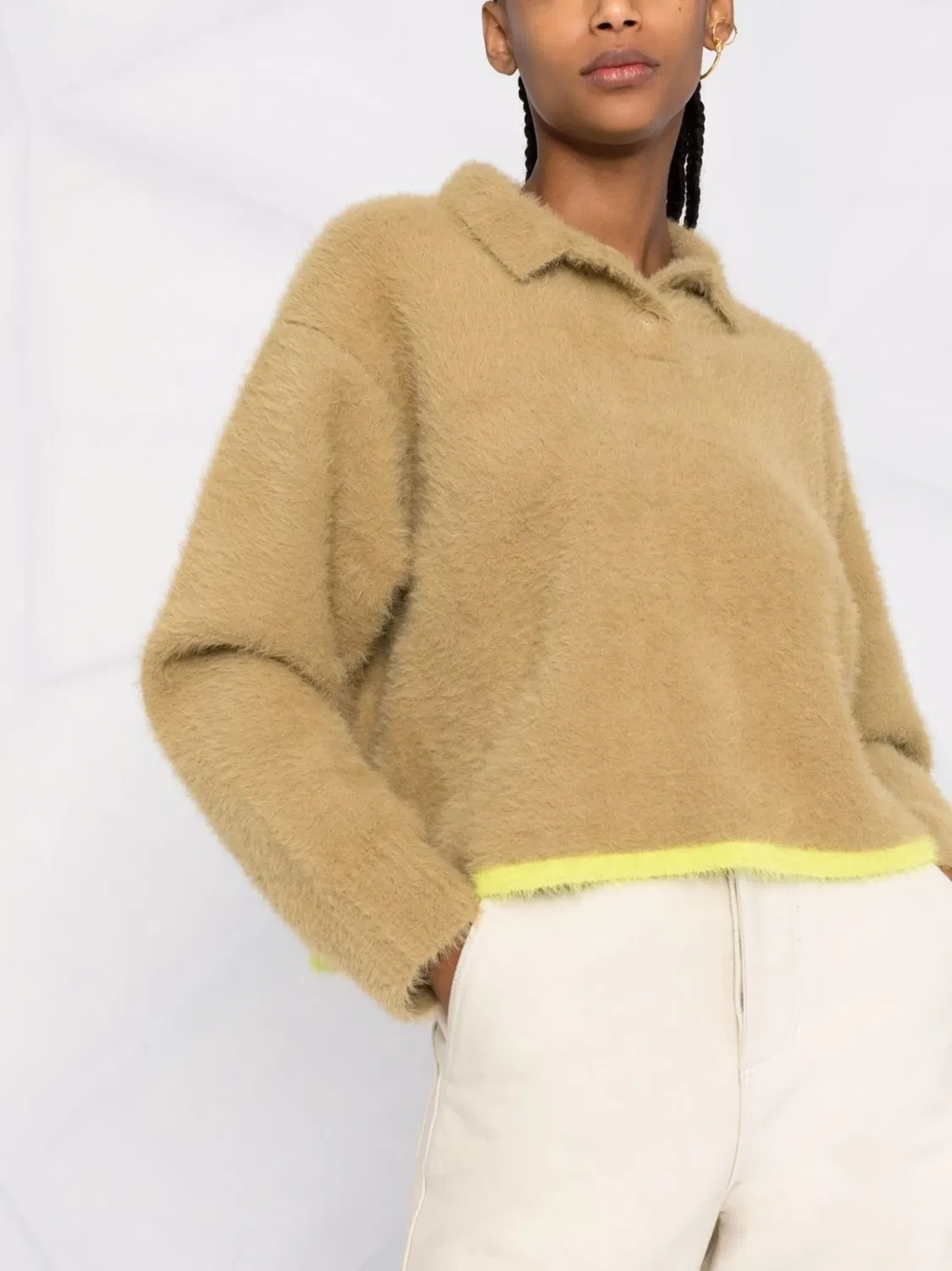 Джемпер Neve с воротником поло Jacquemus, нейтральные цвета — фото 3