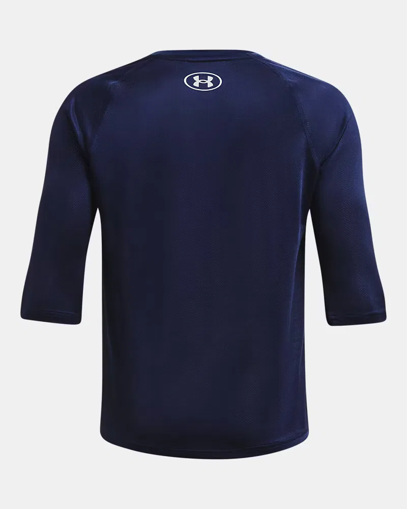 Рубашка для мальчиков с рукавом реглан ¾ и сетчатыми вставками UA Utility UnderArmour, Mod Gray Full Heather/Midnight Navy — фото 2