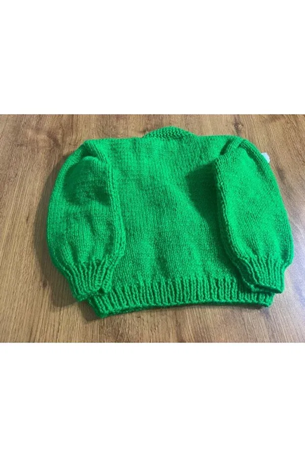 Детский кардиган с принтом Hand knitted green cardigan with lamb El Örgüsü Cici Bebe, Green — фото 4