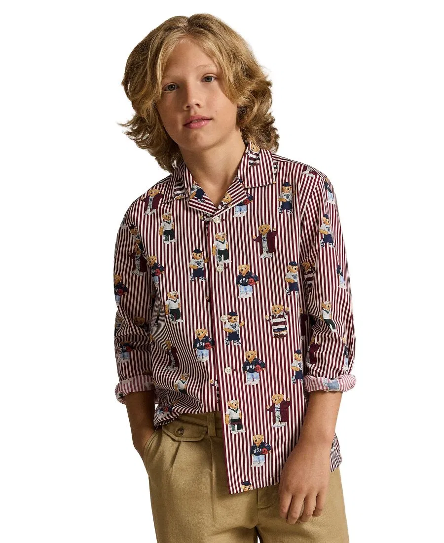 Рубашка с длинным рукавом с принтом Polo Bear Polo Ralph Lauren, Bear Stripe