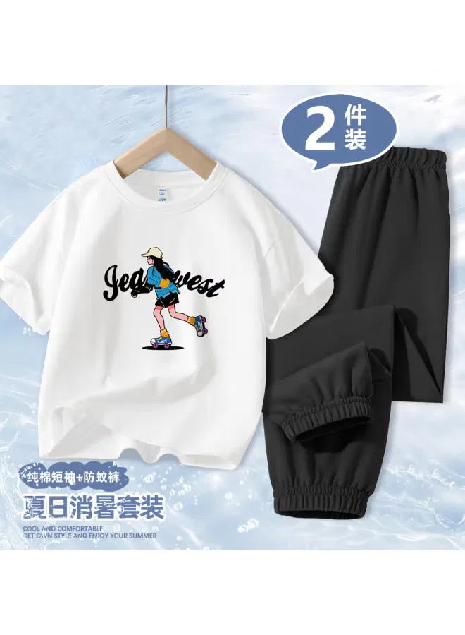 Комплект детский летний с коротким рукавом, модель Girls' Summer Outfit, Jeanswest, белый — фото 2