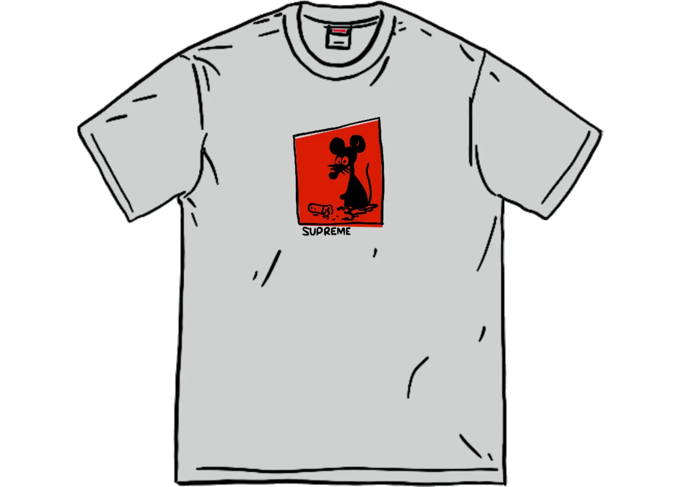 Мужская футболка с принтом Mouse Tee Supreme, цвет Heather Grey