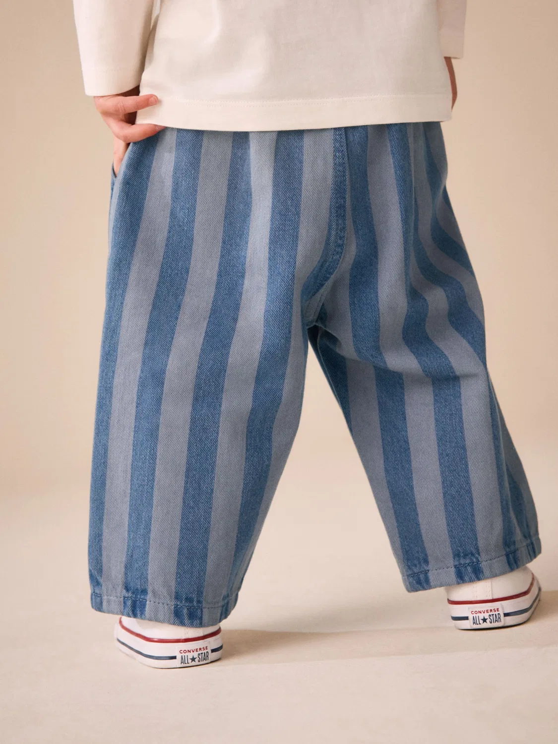 Штаны широкие на резинке, Blue Stripe Next, голубой в полоску — фото 3