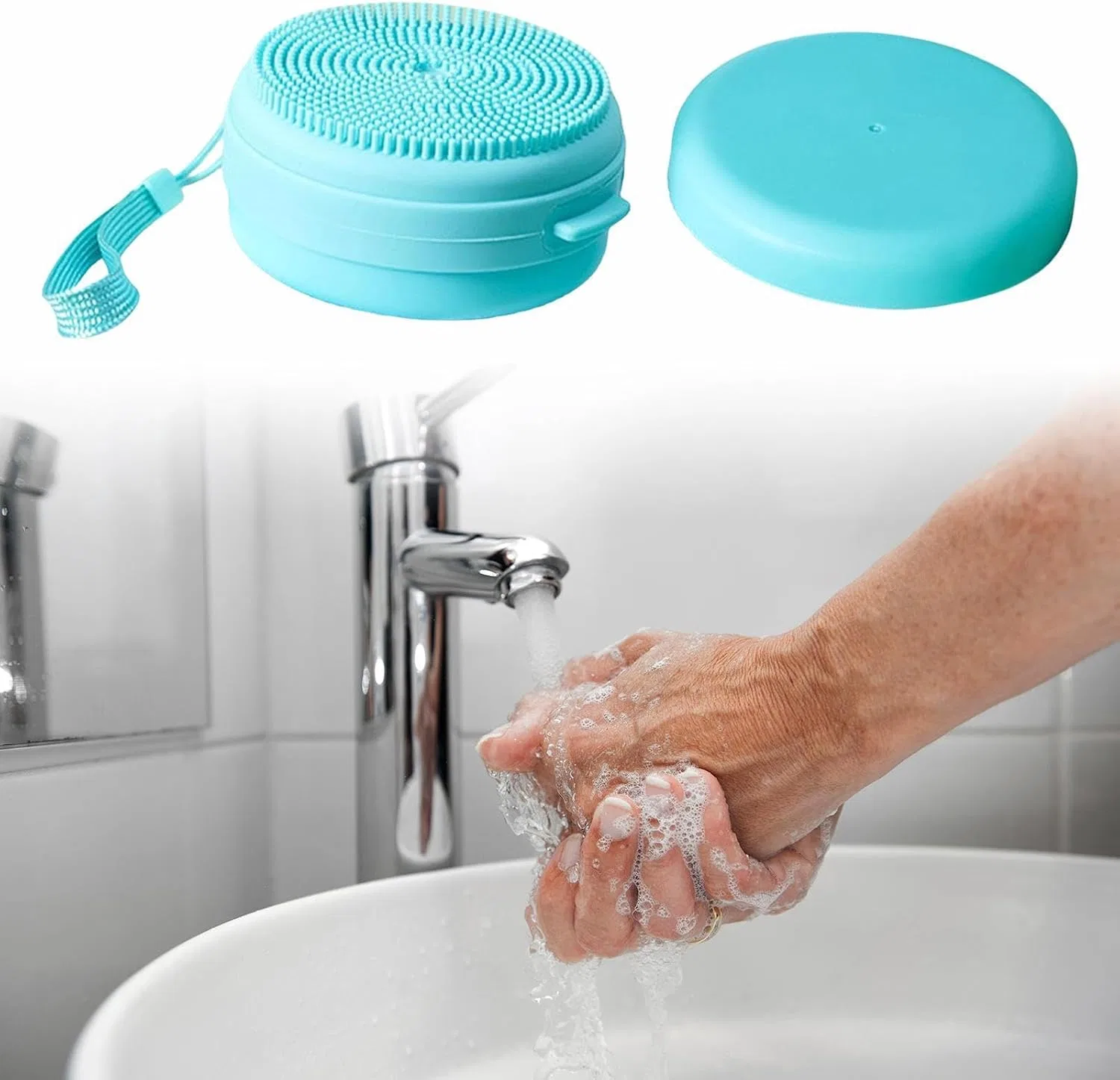 Силиконовая мочалка для тела с дозатором для мыла, Generic, Blu — фото 3