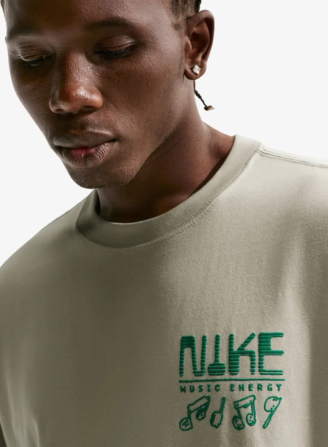 Футболка с принтом Swoosh Sounds Nike, серо-зеленый — фото 3